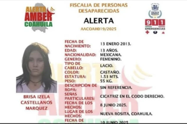 Hallan sin vida a niña de 13 años en lote baldío de Coahuila tras alerta Amber
