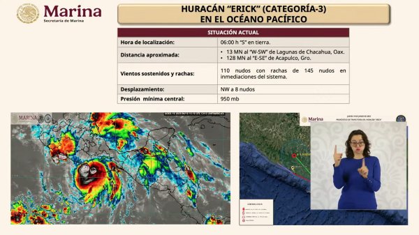Huracán “Erick” ingresó con categoría 3 en Pinotepa Nacional: Marina