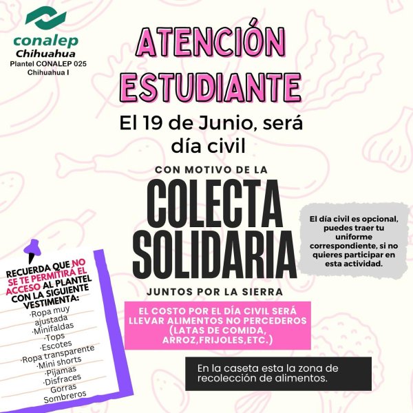 Día sin uniforme en “Conalep 1” a cambio de víveres para la Sierra