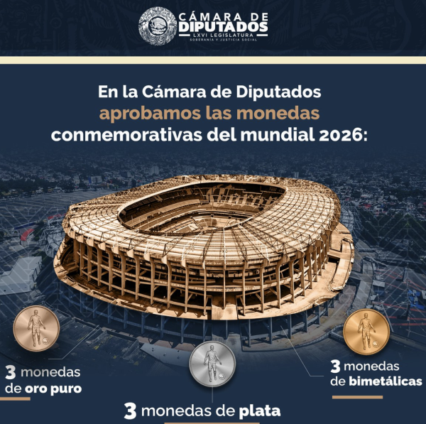 Gobierno mexicano lanzará monedas conmemorativas por Mundial 2026