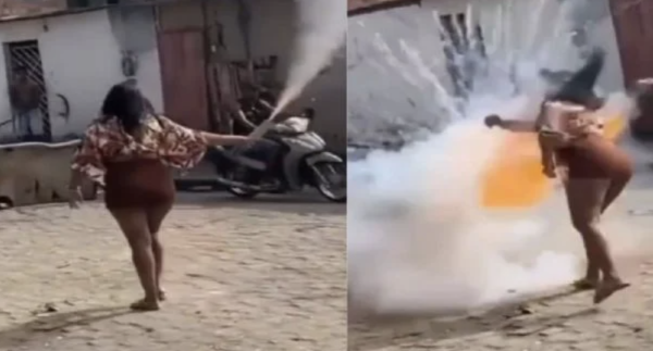 Mujer resulta herida por explosión de pirotecnia en su cara durante festejo religioso