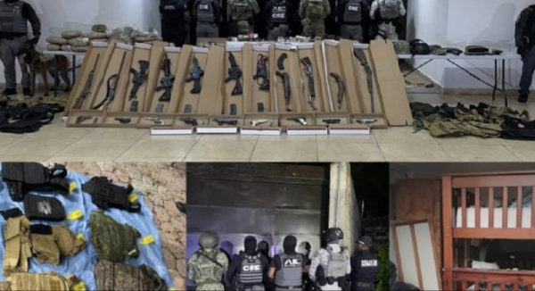 Decomisan armas, explosivos y droga en cateos realizados en Xochitepec, Morelos