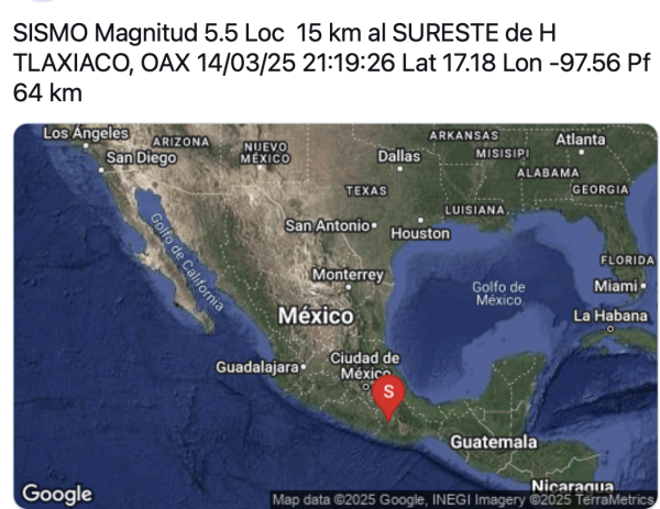 Se activa la alerta sísmica por temblor en Oaxaca