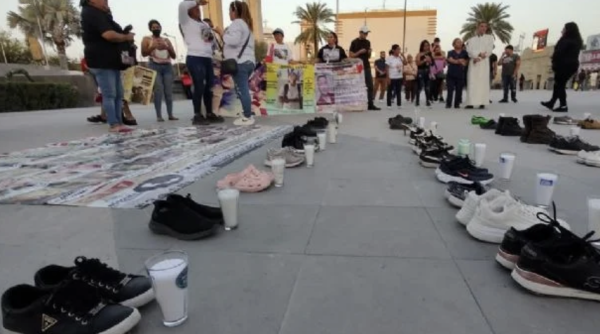 Con zapatos y veladoras, realizan jornada de luto por los desaparecidos en Reynosa