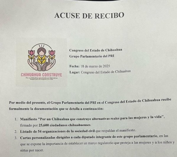 Chihuahua Construye entregó firmas ciudadanas a los Grupos Parlamentarios de  Morena y PRI en el Congreso de Chihuahua