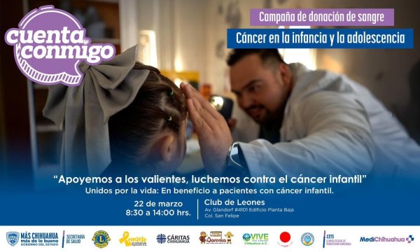 Invita Secretaría de Salud a donar sangre a favor de niñas y niños con cáncer
