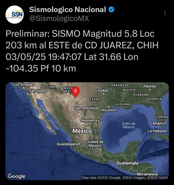 Maru Campos informa que no hay daños tras sismo en Ciudad Juárez