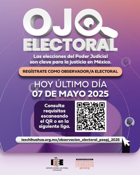 ¡Último día! Súmate a la observación electoral en la elección del Poder Judicial