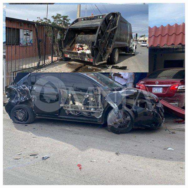 Camión recolector de basura provoca fuerte accidente en la Villa