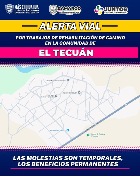 Alerta municipio de Camargo y Estado por rehabilitación del camino en la comunidad de el Tecuán