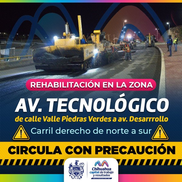 Toma precauciones, realizarán trabajos de recarpeteo en la avenida Tecnológico
