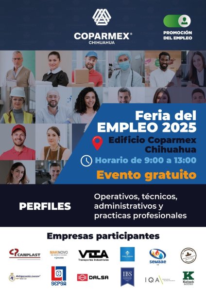 Realizará COPARMEX Feria del Empleo 2025; quince empresas ofrecerán vacantes