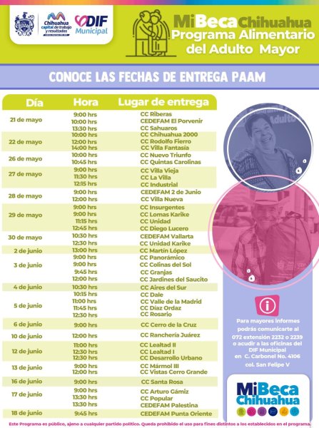 Conoce el calendario mensual de la próxima entrega PAAM