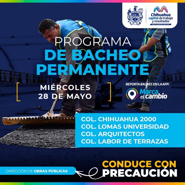 Estas zonas de la capital tendrán bacheo este 28 de mayo: Municipio