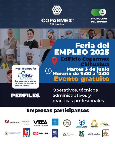 COPARMEX Chihuahua ofrece vacantes en su “Feria del Empleo 2025”