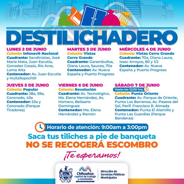 Estará programa Destilichadero en cinco colonias la primer semana de junio