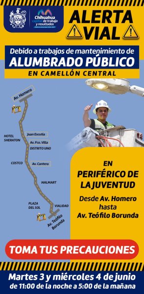 ¡Atención! Darán mantenimiento a luminarias del Periférico de la Juventud