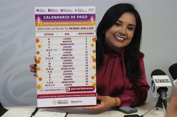 Anuncian calendario de pagos de pensiones para el Bienestar correspondiente al bimestre Noviembre - Diciembre