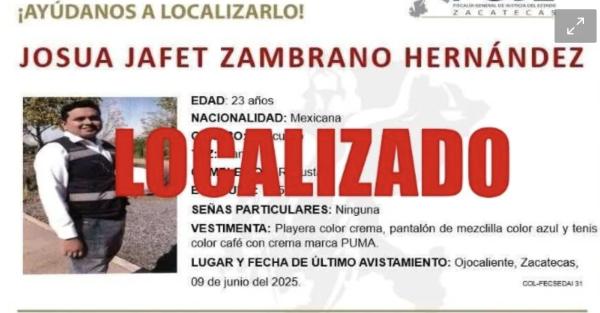 Tras cinco meses secuestrado, liberan a hijo del alcalde de Ojocaliente, Zacatecas