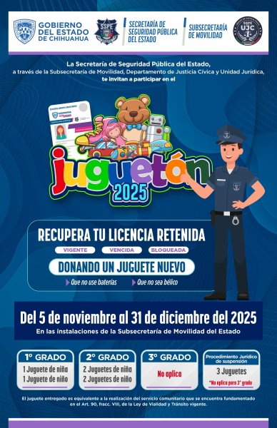Exhorta SSPE a canjear licencias retenidas por juguetes en el programa “Juguetón”