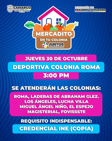 Invita Municipio a “Mercadito en tu Colonia “ este jueves en la Deportiva de la Colonia Roma