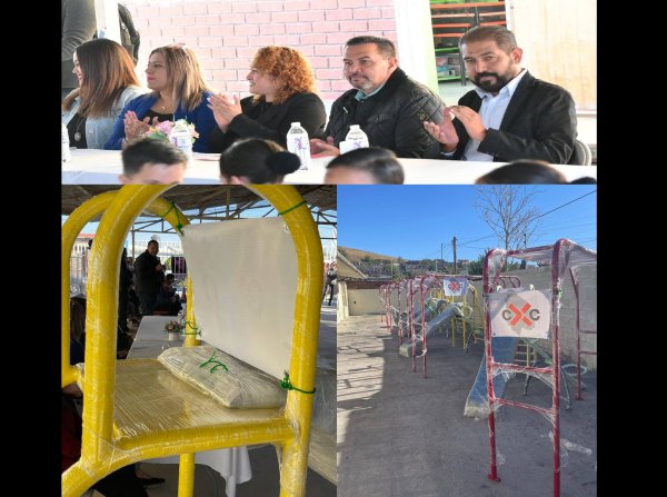 Entregan Cruz Pérez Cuéllar y Hugo González juegos metálicos para 10 “jardines de niños” en la capital
