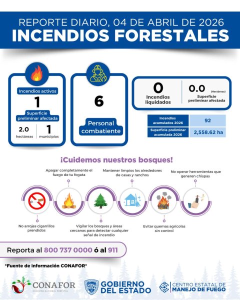 Reporta Chihuahua un incendio forestal activo este 4 de abril