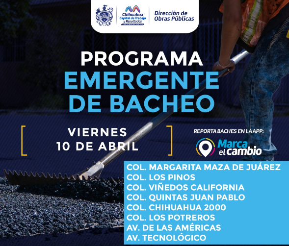 Ocho zonas tendrán bacheo este viernes 10 de abril: Municipio