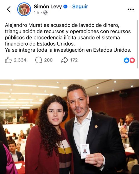 Señalan en redes presuntas acusaciones contra Alejandro Murat por lavado de dinero en EU