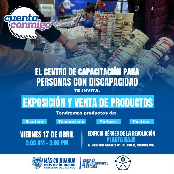 Invita SDHyBC a la exposición y venta de productos del Centro de Capacitación para Personas con Discapacidad