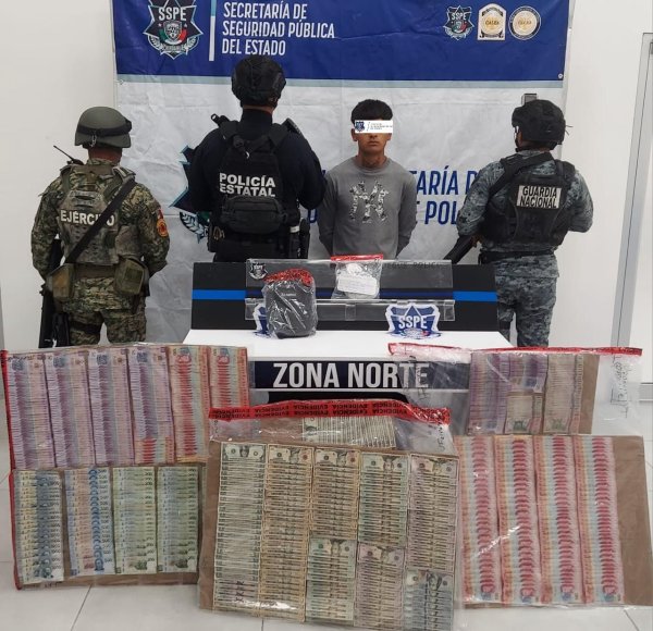Arresta SSPE a sujeto con drogas y dinero robado en Ciudad Juárez