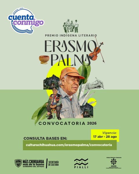 Abre Secretaría de Cultura convocatoria para participar en el Premio Indígena Literario “Erasmo Palma 2026”