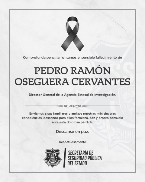 Lamenta SSPE fallecimiento de Pedro Oseguera, director de la AEI