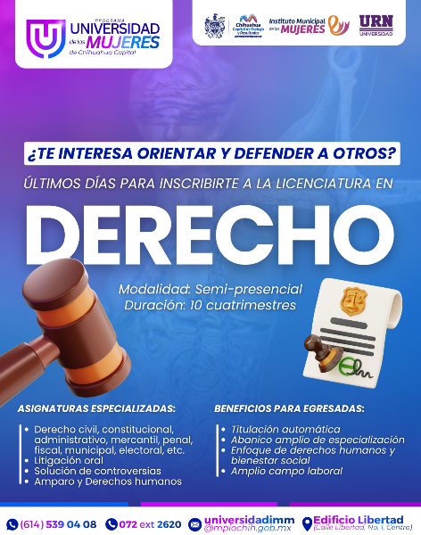 Estudia Derecho en la Universidad de las Mujeres del Municipio
