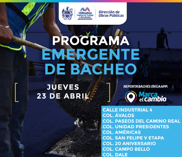 Nueve zonas tendrán bacheo este jueves 23 de abril: Municipio