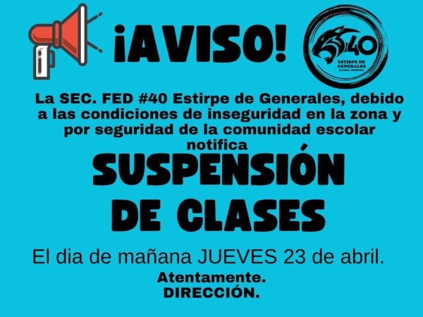 Aldama suspende clases presenciales por violencia; escuelas operan a distancia: SEyD