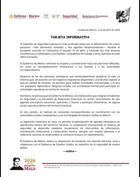 Agentes estadounidenses no contaban con una acreditación formal para realizar operativos: Seguridad