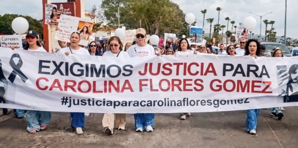 Familiares y amigos de Carolina Flores, víctima de feminicidio, marchan en Baja California para exigir justicia