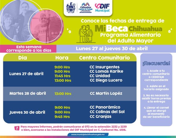 No olvides tu apoyo del adulto mayor; informa Municipio puntos de recolección esta semana