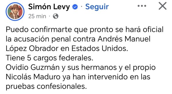 Pronto acusación formal de EEUU contra López Obrador; Simón Levy