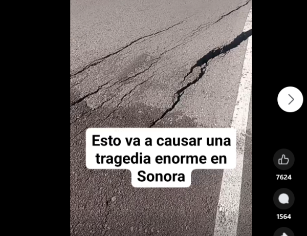 (Videos) Denuncian en redes hundimientos en tramos rehabilitados de la carretera Tesopaco-Yécora