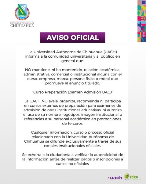 UACH se deslinda de curso de preparación para examen de admisión