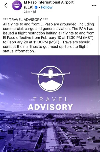 Tensión en la frontera: cancelan vuelos en El Paso y reportan cierre parcial de puentes internacionales