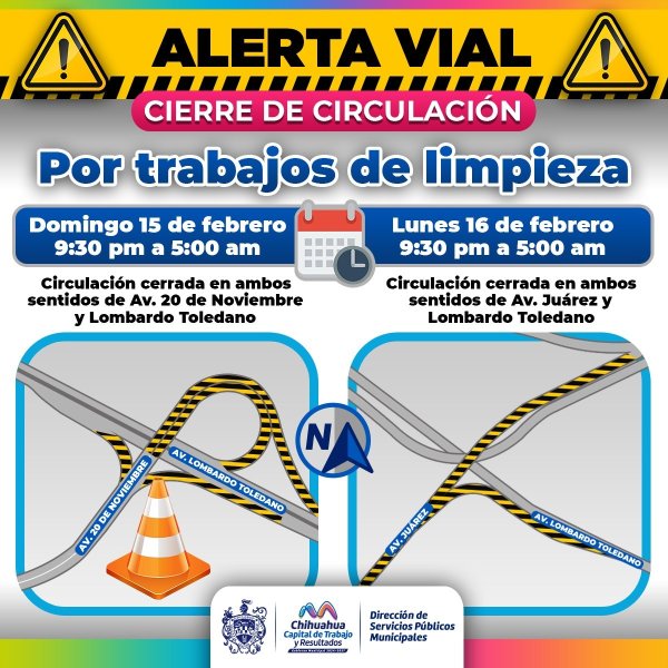 ¡Precaución! Permanecerán cerrados tramos de incorporación al Lombardo Toledano el domingo 15 y lunes 16 por trabajos de limpieza