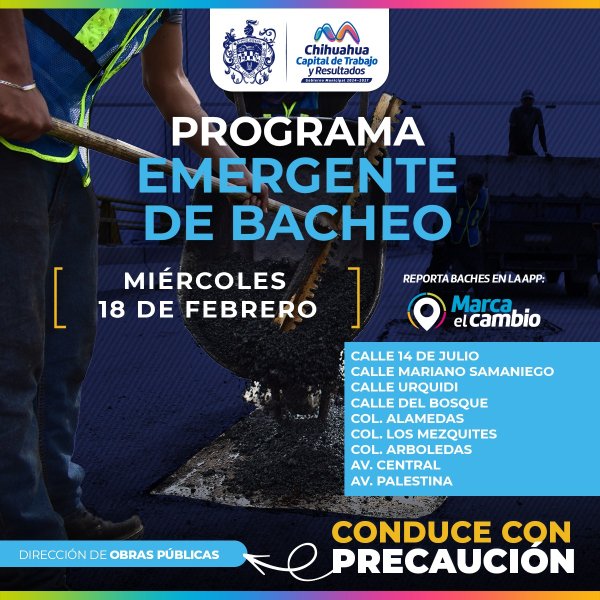 Nueve zonas tendrán bacheo este miércoles 18 de febrero: Municipio