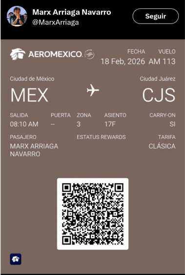 Presume Marx Arriaga su retorno a Ciudad Juárez