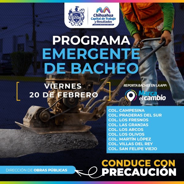 Nueve colonias tendrán bacheo este viernes 20 de febrero: Municipio