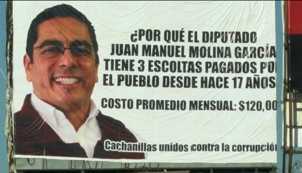 Exhiben gasto de escoltas de diputado morenista en un espectacular de Mexicali
