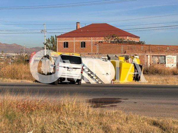 Se reporta segunda volcadura de pipa de la empresa “Gas Económico” en menos de una semana