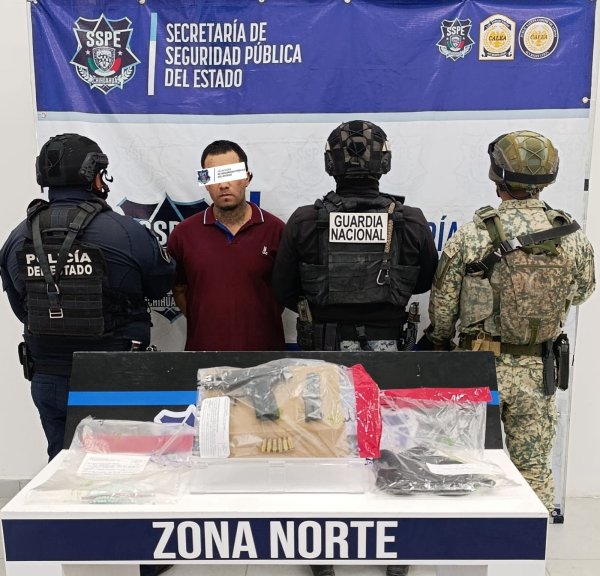 Detiene SSPE a sujeto armado y en posesión de fentanilo en Ciudad Juárez